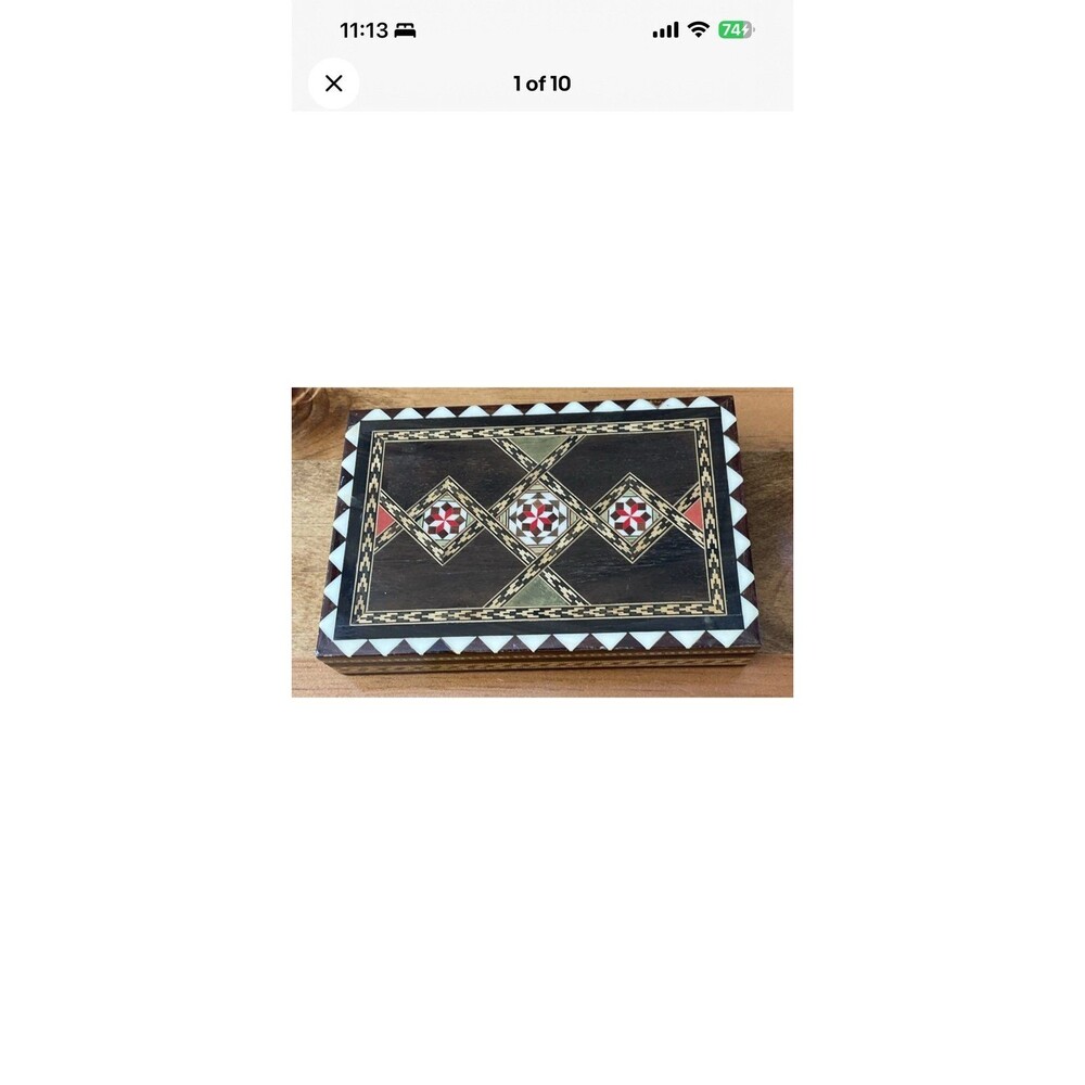 Wooden Inlaid Box Geometric Design Jewelery Box Trinket Box Disney Parks